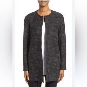 EILEEN FISHER Coat Jacket Crosshatch Tencel Organic Cotton Black Sz XS $298